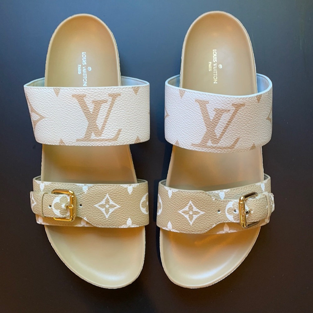 LOUIS VUITTON Monogram Giant Bom Dia Flat Mule 39
